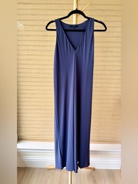 Tibi Blue Maxi Dress Sleeveless V-Neck A-Line Flowy Minimalist EUC M